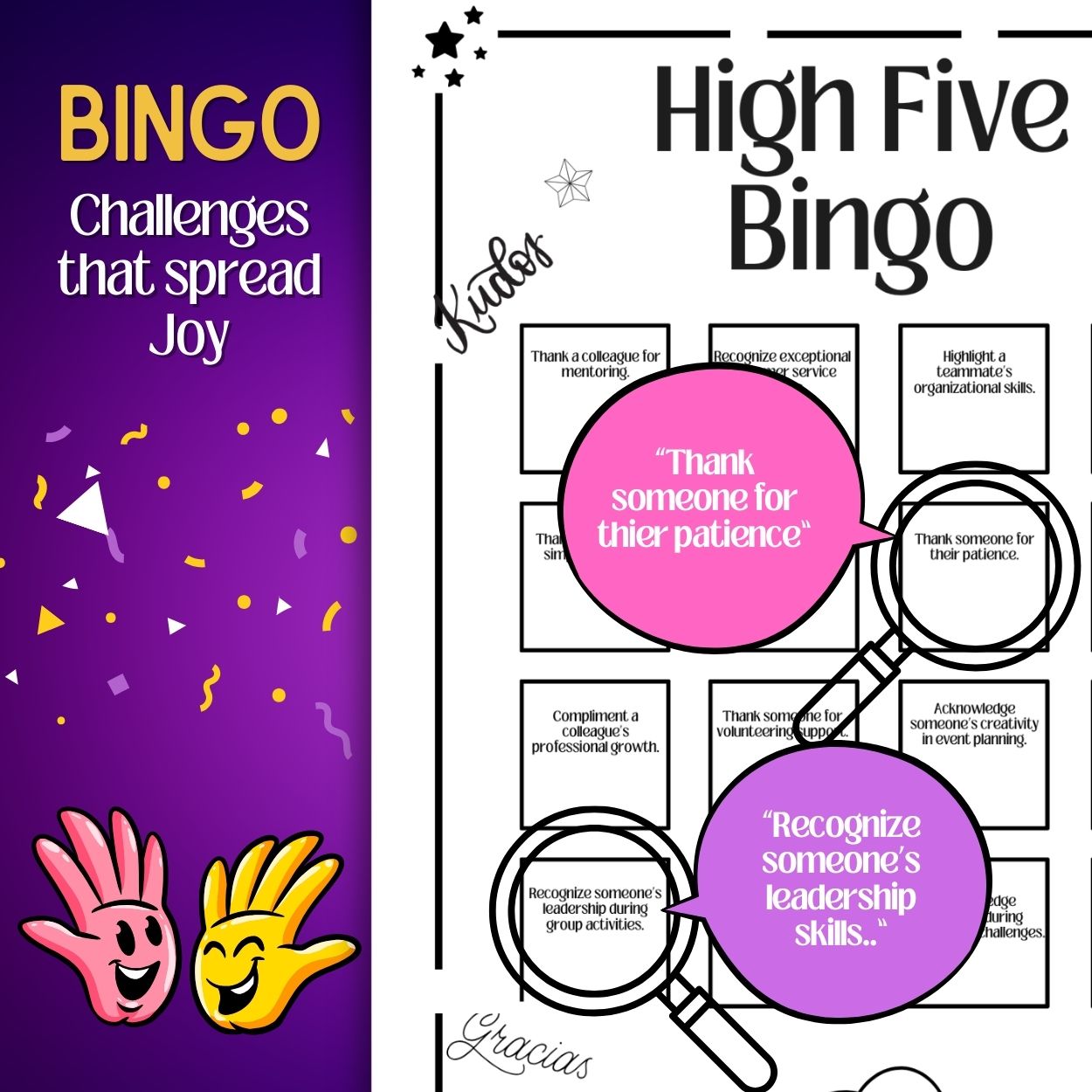 High Five Bingo | A Fun and Easy Kindness Game | Office Team Challenges | Instant Download