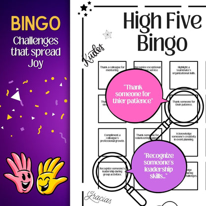 High Five Bingo | A Fun and Easy Kindness Game | Office Team Challenges | Instant Download